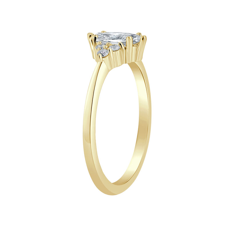 Marquise-Cut Lab Grown 2 1/3ctw. Diamond With Round Trilogy Sides Engagement Ring in 14k Yellow Gold image number null
